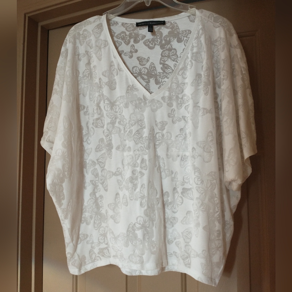 White House Black market White butterfly top with dolman sleeves L